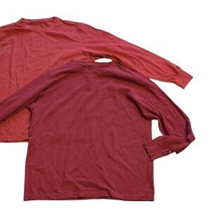 Lot Of 2 NEW American Giant Long Sleeve Crew Neck Tees Washed Poppy & Red L
